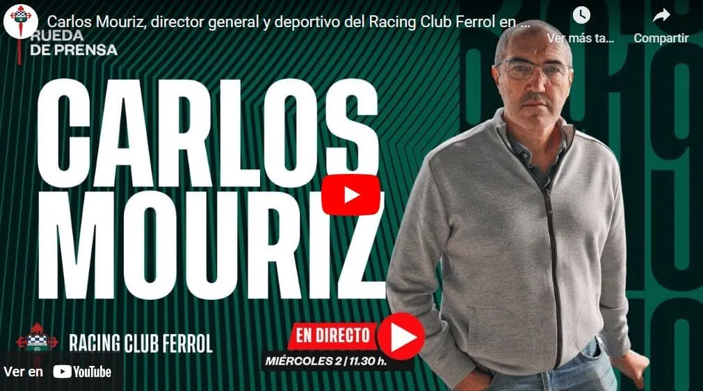 Carlos Mouriz reconoce el mal momento del Racing de Ferrol y pide apoyo a la afición: "La situación es mala, tirando a muy mala”