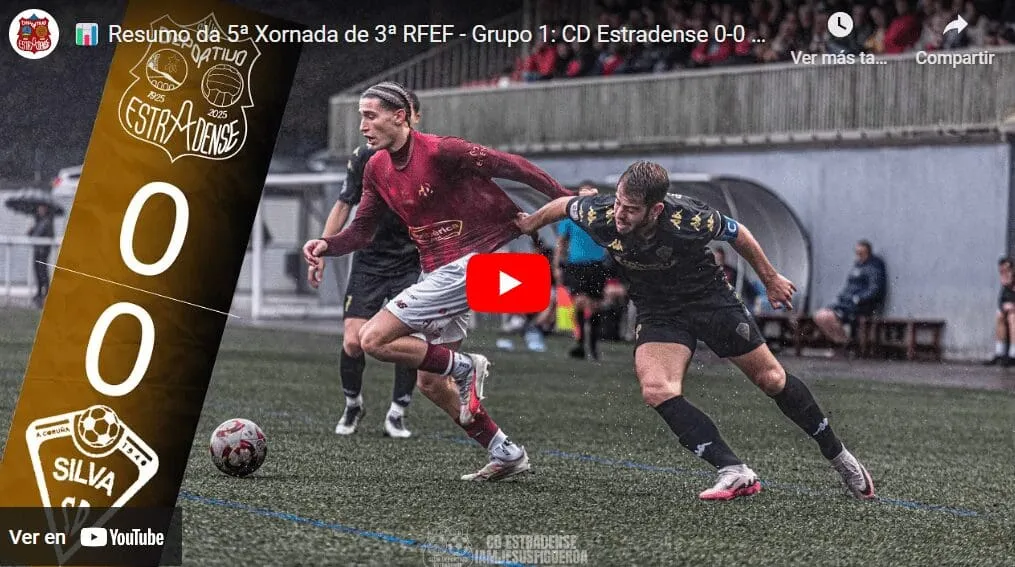 El Estradense se queda sin premio ante el Silva pero sigue líder de la Tercera Gallega (VIDEO)