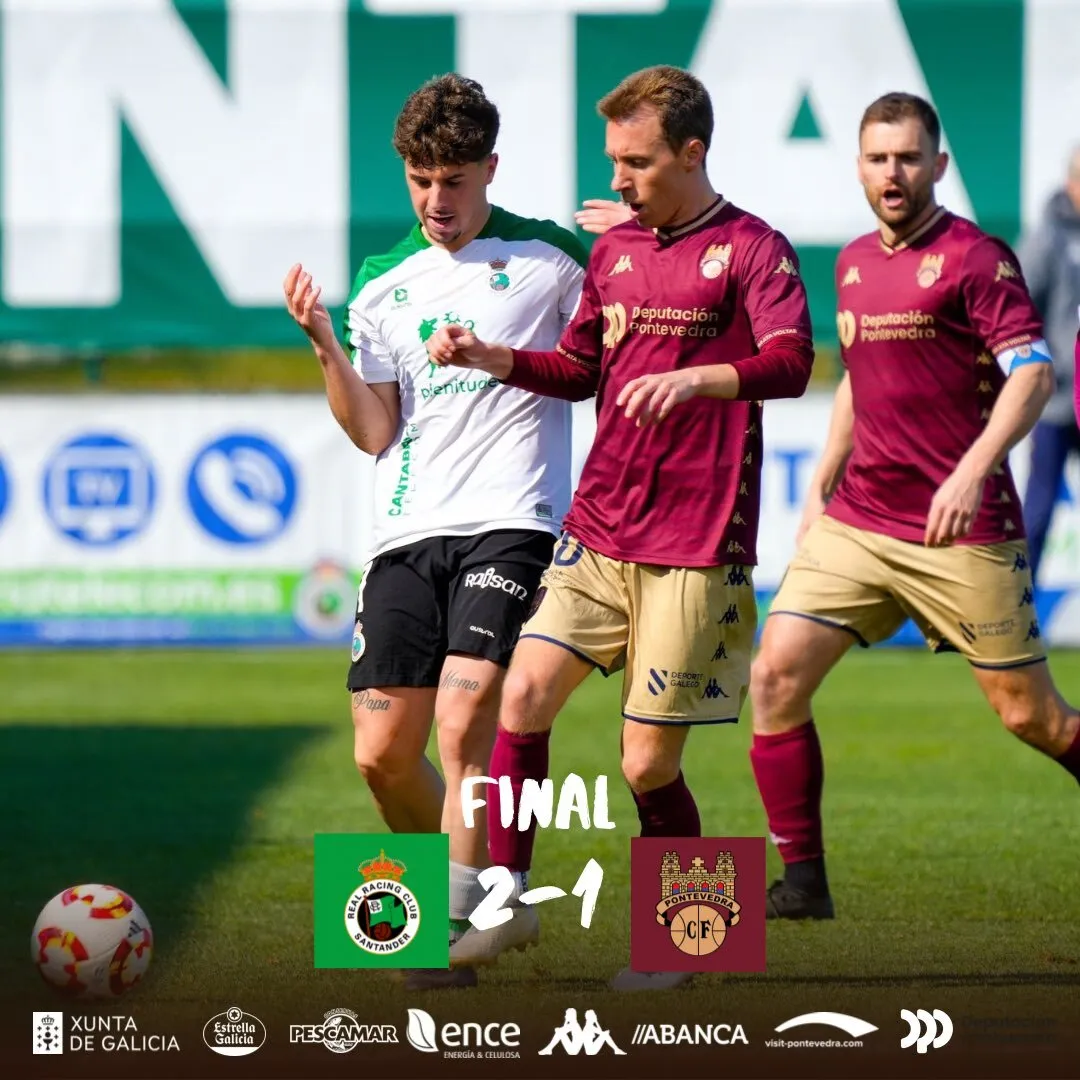 El Pontevedra cae en Cantabria en un partido marcado por la polémica (2-1)