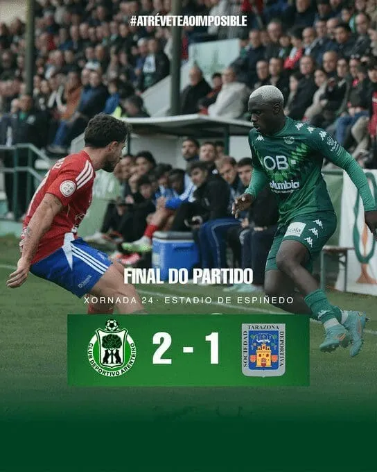 El Arenteiro vence al Tarazona en un Espiñedo vibrante (2-1)