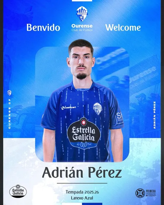 🚨 ¡Refuerzo con ADN competitivo! Adrián Pérez se une al muro del Ourense CF 💙🛡️