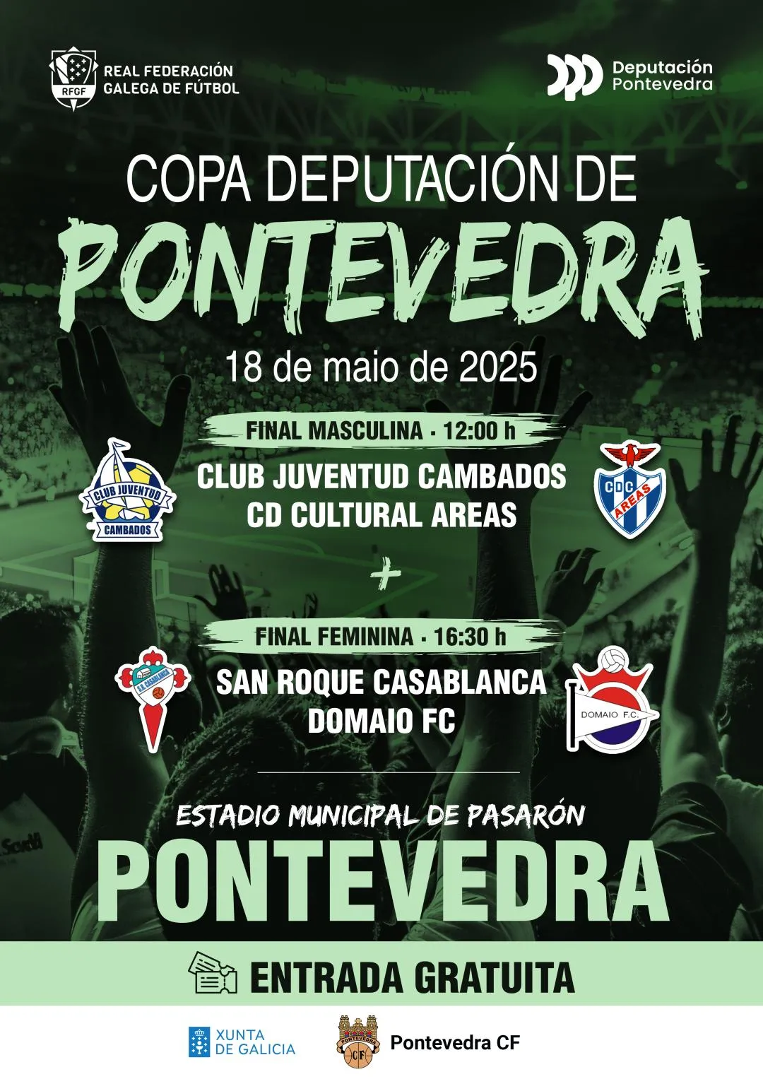 El estadio de Pasarón será el epicentro del fútbol pontevedrés con las finales de la Copa Deputación