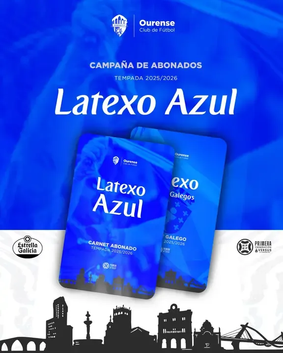 💥¡Explota la fiebre azul en Ourense CF! El club lanza su campaña de abonos 2025/26 con regalos, descuentos y un pase exclusivo para los derbis 💙🫀