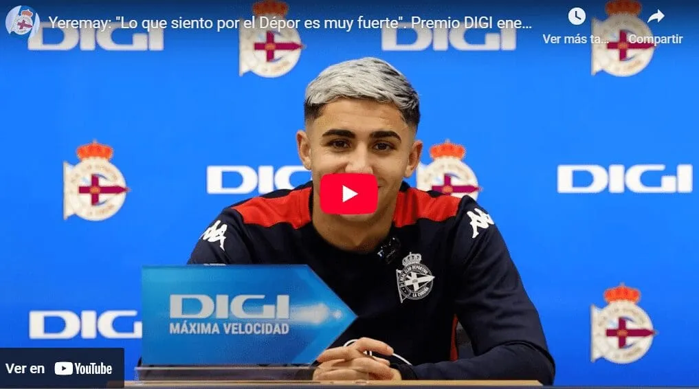 Yeremay: "Jugar en Riazor, con nuestra afición, es un orgullo y una motivación increíble".
