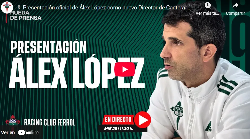 🎯 “No es solo fútbol, es identidad”: Alex López liderará la base del Racing con el corazón en Ferrolterra ❤️⚽