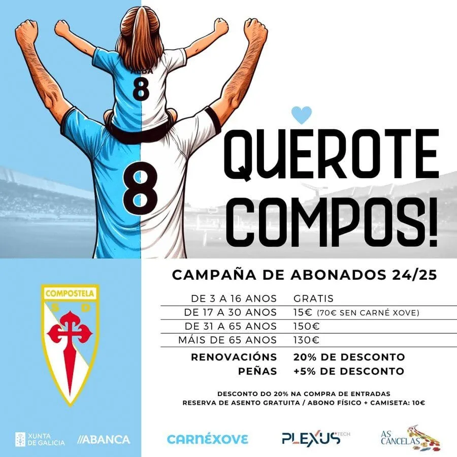 El SD Compostela Lanza su nueva campaña de abonados "Quérote Compos" para la Temporada 24/25