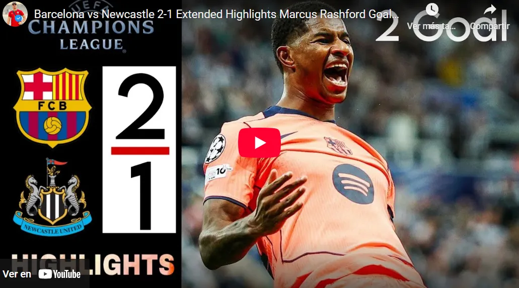 Resumen y goles del Newcastle vs Barcelona en la Champions League 25-26
