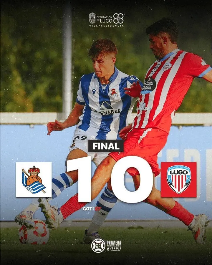 El Lugo despierta tarde en Zubieta y cae ante la Real Sociedad B con polémica arbitral