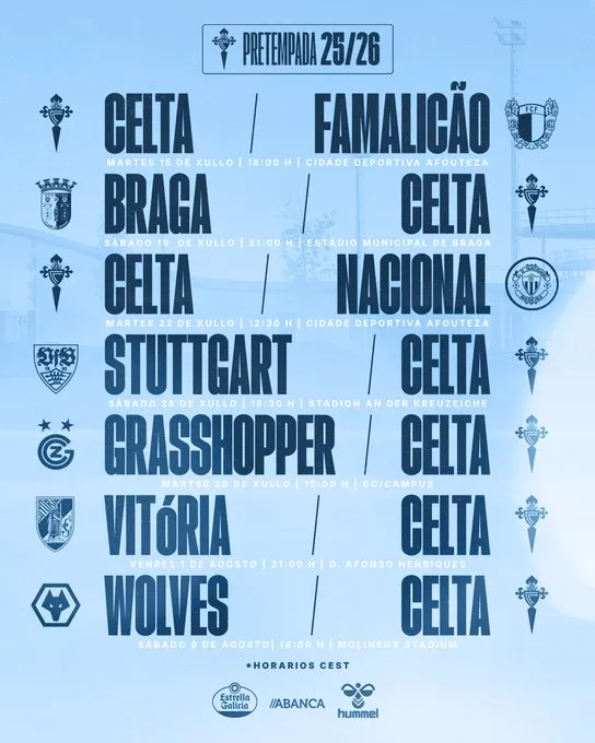 📅 ¡Arranca la pretemporada! Todos los partidos de Celta, Deportivo y resto de equipos gallegos en Primera y Segunda RFEF⚽🔥