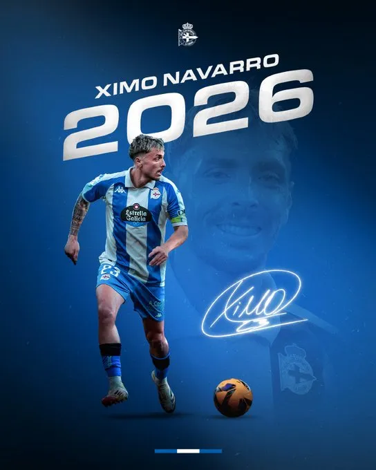 Ximo Navarro renueva con el Deportivo hasta 2026 y seguirá liderando la defensa blanquiazul