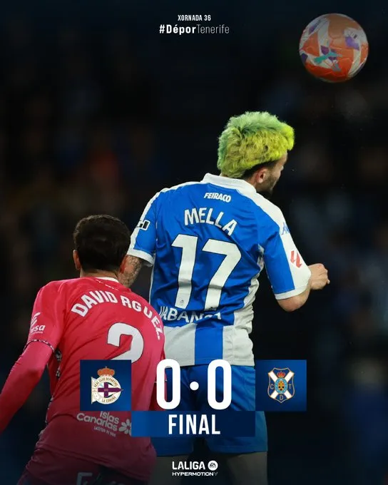 🔵 El Dépor sigue sumando y mantiene el pulso por el playoff: empate sin goles ante el Tenerife (0-0)