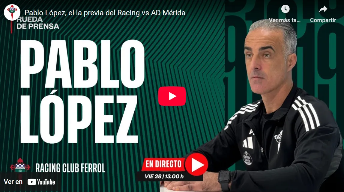 Pablo López levanta la voz antes del Racing–Mérida: “Toca competir como animales” ⚔️💚