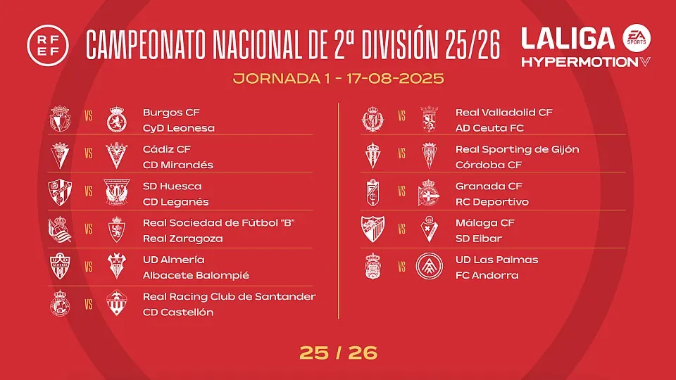 🔥 ¡Arranca la locura en Segunda! Ya tenemos el calendario completo de LaLiga Hypermotion 25/26 ⚽📆