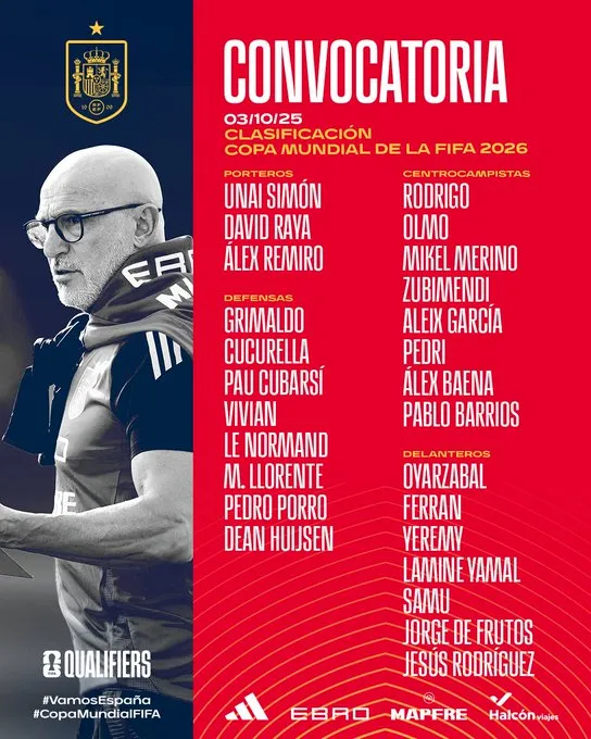 🚨 Luis de la Fuente sacude la Roja: Morata y Fabián se quedan en casa, Lamine en el centro del debate