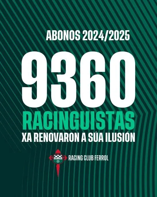 ¡Récord Histórico! El Racing de Ferrol agota todos sus abonos y supera los 9.000 socios