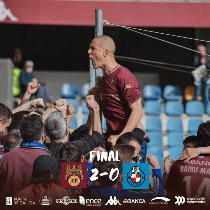 El Pontevedra acaricia el ascenso directo tras tumbar al Llanera y el tropiezo del Numancia