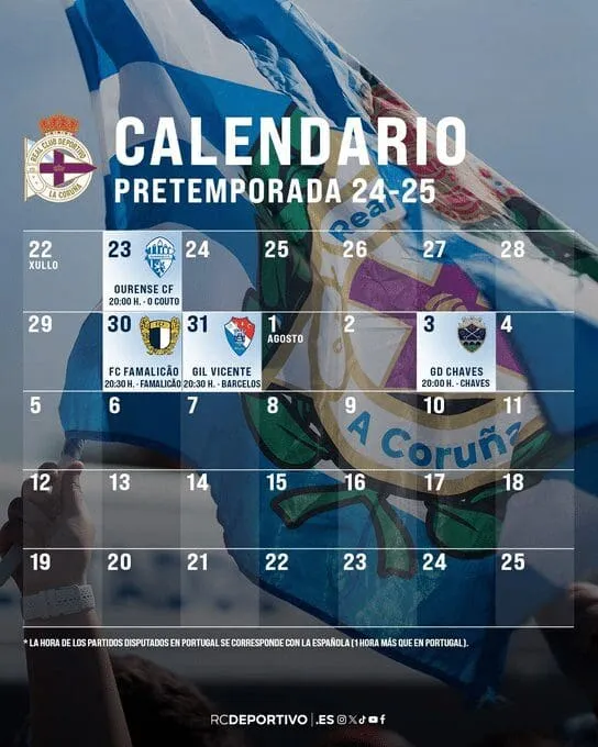 La pretemporada del Dépor cruza fronteras: Tres amisotos en Portugal