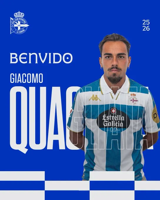¡Ya es oficial! 🚨 Giacomo Quagliata vestirá la camiseta del Dépor 🦁⚪🔵